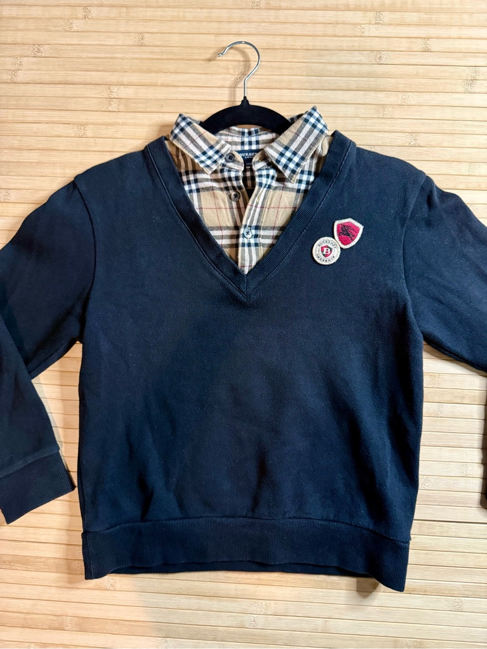 Authentic Burberry children’s 2-in-1 mock layered polo sweatshirt